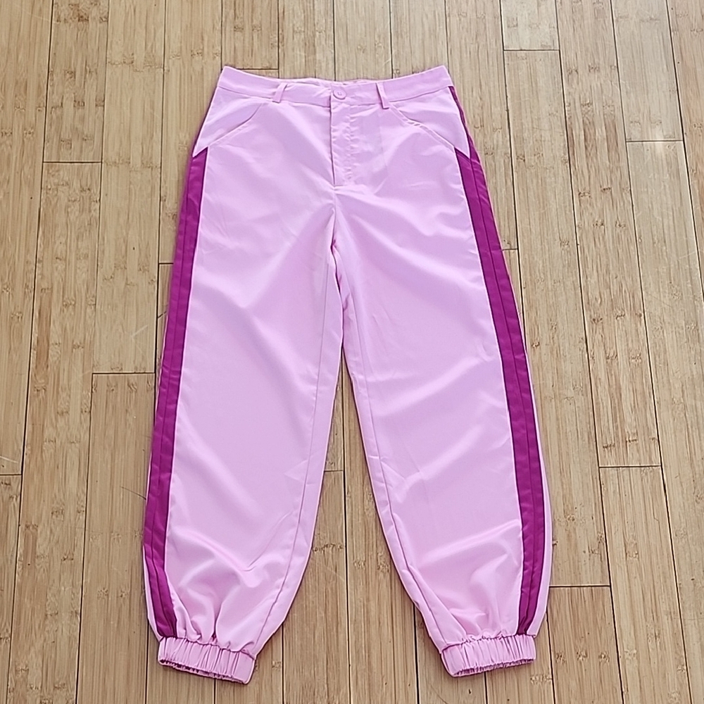 Playful Pink and Purple Jogger Sweatpants with Elastic Cuffs
